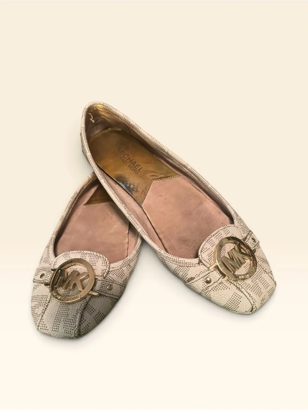 Michael Kors Taupe MK Logo Ballet Flats